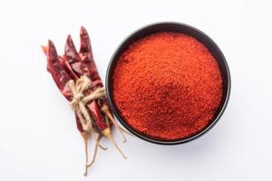 rosso peperoncino polvere o lal mirch polvere foto