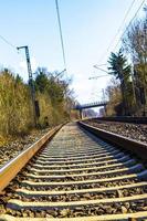 treno brani attraverso natura per infinito nel Germania. foto