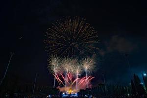 bellissimo fuoco d'artificio notte scena. foto