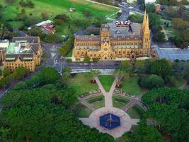 aereo Visualizza di st. di maria Cattedrale e hyde parco nel Sydney, Australia. foto