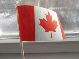 Canada nazione bandiera nel inverno stagione foto