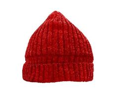 rosso maglia cappello isolato su bianca foto
