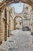 antico vicolo nel quartiere ebraico, Gerusalemme. Israele. foto nel vecchio stile dell'immagine a colori