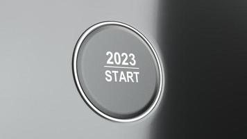 inizio 2023. contento nuovo anno pulsante. 3d illustrazione foto