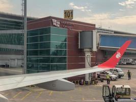 tbilisi, Georgia - luglio 14, 2018 - benvenuto per Georgia cartello nel Tbilisi internazionale aeroporto nel Georgia. foto