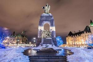 il nazionale guerra memoriale, è un' alto granito cenotafio con creato bronzo sculture, quello sta nel confederazione piazza nel ottava, ontario, Canada. foto