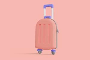 rosa valigia isolato su rosa sfondo. viaggio concetto di Bagaglio o bagaglio. 3d interpretazione foto