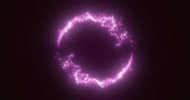 astratto raggiante loop cerchio fatto di viola Linee di magico energia particelle. astratto sfondo foto