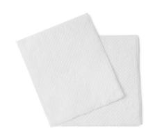 Due piegato pezzi di bianca fazzoletto di carta carta o tovagliolo nel pila isolato su bianca sfondo con ritaglio sentiero foto