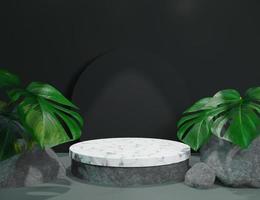 nero minimo Prodotto Schermo 3d marmo podio con natura minimo sfondo foto