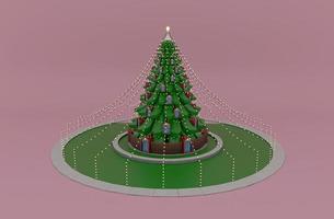 Natale ornamento albero 3d illustrazione su viola sfondo foto