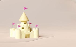3d castello plastilina isolato su Marrone sfondo. torri, forte argilla giocattolo icona concetto, 3d illustrazione rendere foto