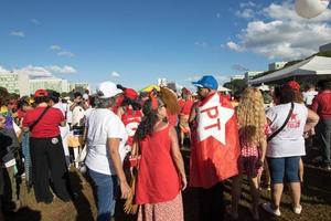 brasiliana, df, brasile jan 1 2023 lula sostenitori raccolta nel davanti di il nazionale congresso mostrando supporto per Presidente lula foto