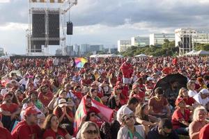 brasiliana, df, brasile jan 1 2023 lula sostenitori raccolta nel davanti di il nazionale congresso mostrando supporto per Presidente lula foto