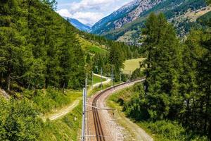 svizzero montagna treno attraversato Alpi, ferrovia nel il montagne foto