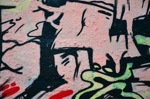 strada arte. colorato graffiti su il parete. frammento per sfondo. astratto dettaglio di un' graffiti foto