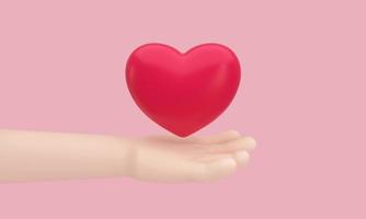 un' cuore su mano su rosa sfondo per contento La madre di o San Valentino giorno saluto carta design. foto
