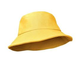 giallo secchio cappello isolato su bianca foto