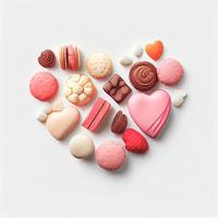 vicino su tiro di dolci per San Valentino giorno sfondo con copia spazio. regalo idee per san valentino. foto