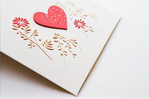 vicino su tiro di fatto a mano carta per San Valentino giorno sfondo con copia spazio. regalo idee per san valentino. foto