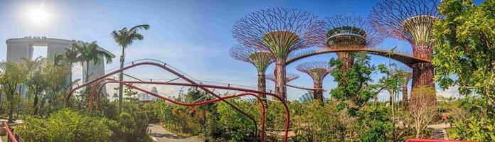 panoramico Visualizza al di sopra di parco giardini di il baia nel Singapore con chiaro cielo foto