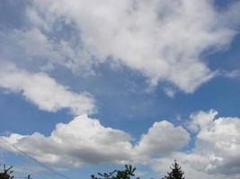 naturale sfondo. bellissimo telaio formato di albero corone. nuvoloso blu cielo. soleggiato estate giorno foto