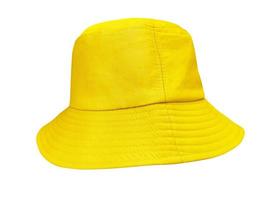 giallo secchio cappello isolato su bianca sfondo foto
