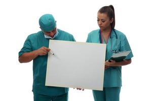 medici con vuoto bandiera isolato al di sopra di un' bianca sfondo foto