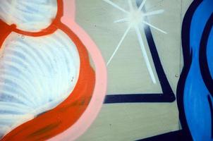 strada arte. astratto sfondo Immagine di un' frammento di un' colorato graffiti pittura nel bianca e arancia toni foto