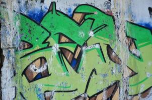 struttura di un' frammento di il parete con graffiti la pittura, quale è raffigurato su esso. un Immagine di un' pezzo di graffiti disegno come un' foto su strada arte e graffiti cultura temi