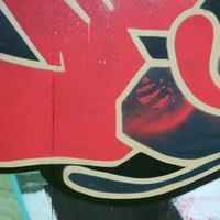 strada arte. astratto sfondo Immagine di un' frammento di un' colorato graffiti pittura nel rosso toni foto