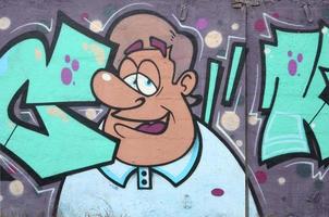 frammento di colorato strada arte graffiti dipinti con contorni e ombreggiatura vicino su foto