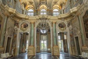 Torino, Italia - barocco lusso interno con marmo di della regina palazzo - villa della regina foto