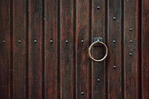 di legno porta con ferro maniglie. antico di legno porta. dettaglio di un' di legno sfondo. foto