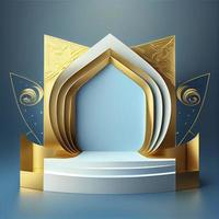 3d rendere illustrazione di moschea palcoscenico per podio o Ramadan Prodotto Schermo foto