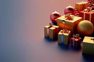 Natale sfondo con d'oro e brillante regalo scatola ornamento decorazione foto