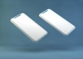 smartphone frameless modello. 3d rendere di marca nuovo i phone nel argento colore - modello con vuoto schermo per applicazione presentazione. foto