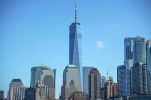 dettaglio di grattacieli di nuovo York Visualizza paesaggio urbano a partire dal hudson fiume libertà isola foto