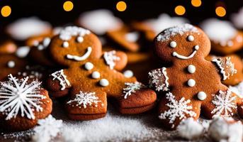 professionale cibo fotografia di un' tre Pan di zenzero uomo biscotti autunno foto