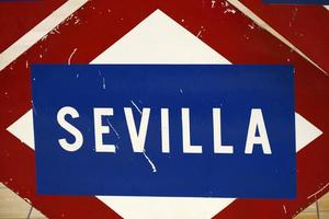 sevilla la metropolitana stazione cartello nel Madrid Spagna foto