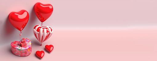 San Valentino giorno bandiera con un' scintillante rosso 3d cuore foto