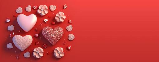 San Valentino giorno 3d cuore cristallo diamante illustrazione per bandiera e sfondo foto