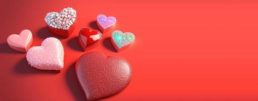 San Valentino giorno 3d illustrazione di cuore cristallo diamante per San Valentino giorno promozione bandiera e sfondo foto