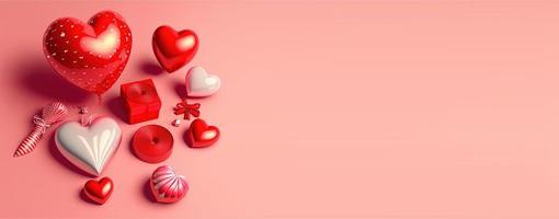 San Valentino giorno bandiera con un' Impressionante rosso 3d cuore forma foto