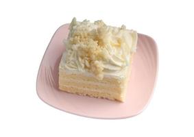 vaniglia torta nel un' piatto su un' bianca sfondo foto