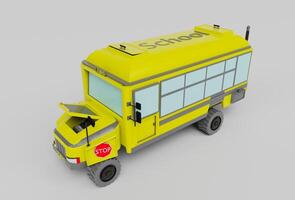 3d illustrazione giallo scuola autobus su bianca sfondo foto