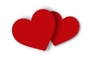 rosso carta tagliare cuore forma isolato su bianca sfondo, San Valentino giorno celebrazione. foto