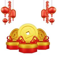 Cinese nuovo anno 3d illustrazione con ornamento per evento promozione sociale media atterraggio pagina regalo scatola monete per Cinese nuovo anno celebrazione foto