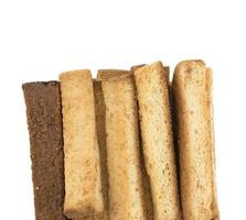 primo piano di bastoncini di pane tostato francese foto