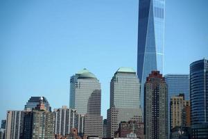 dettaglio di grattacieli di nuovo York Visualizza paesaggio urbano a partire dal hudson fiume libertà isola foto